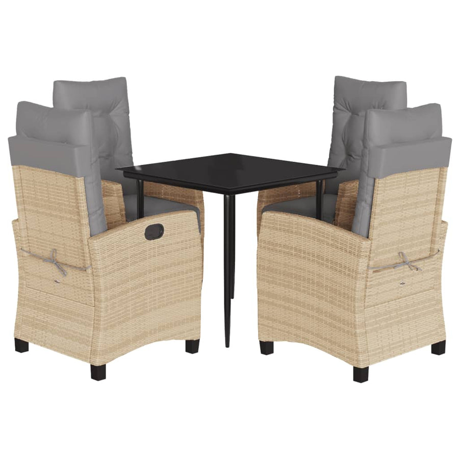 5-Delige Tuinset Met Kussens Poly Rattan Gemengd Beige 4