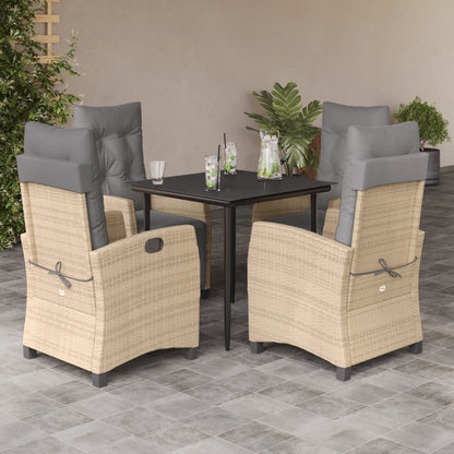 5-Delige Tuinset Met Kussens Poly Rattan Gemengd Beige 4