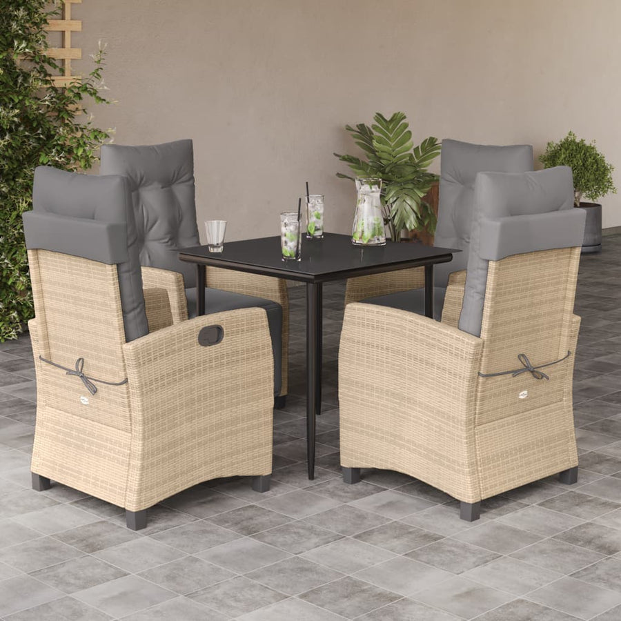 5-Delige Tuinset Met Kussens Poly Rattan Gemengd Beige 4