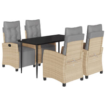 5-delige Tuinset met kussens poly rattan gemengd beige