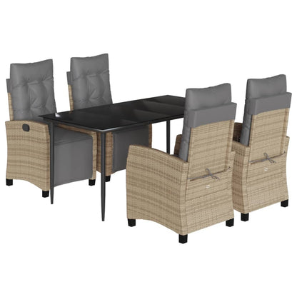 5-delige Tuinset met kussens poly rattan gemengd beige