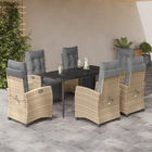 7-piece Garden Dining Set with Cushions Poly Rattan Mixed Beige