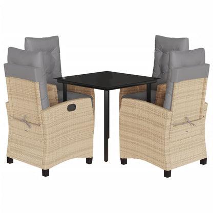 5-Delige Tuinset Met Kussens Poly Rattan Gemengd Beige 4 80 cm tafellengte