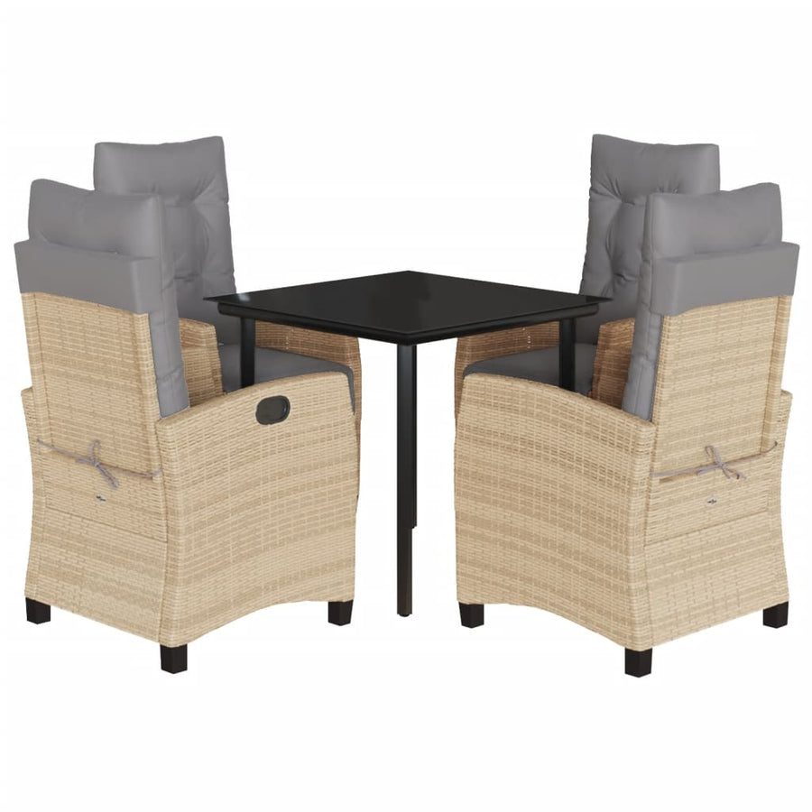 5-Delige Tuinset Met Kussens Poly Rattan Gemengd Beige 4 80 cm tafellengte