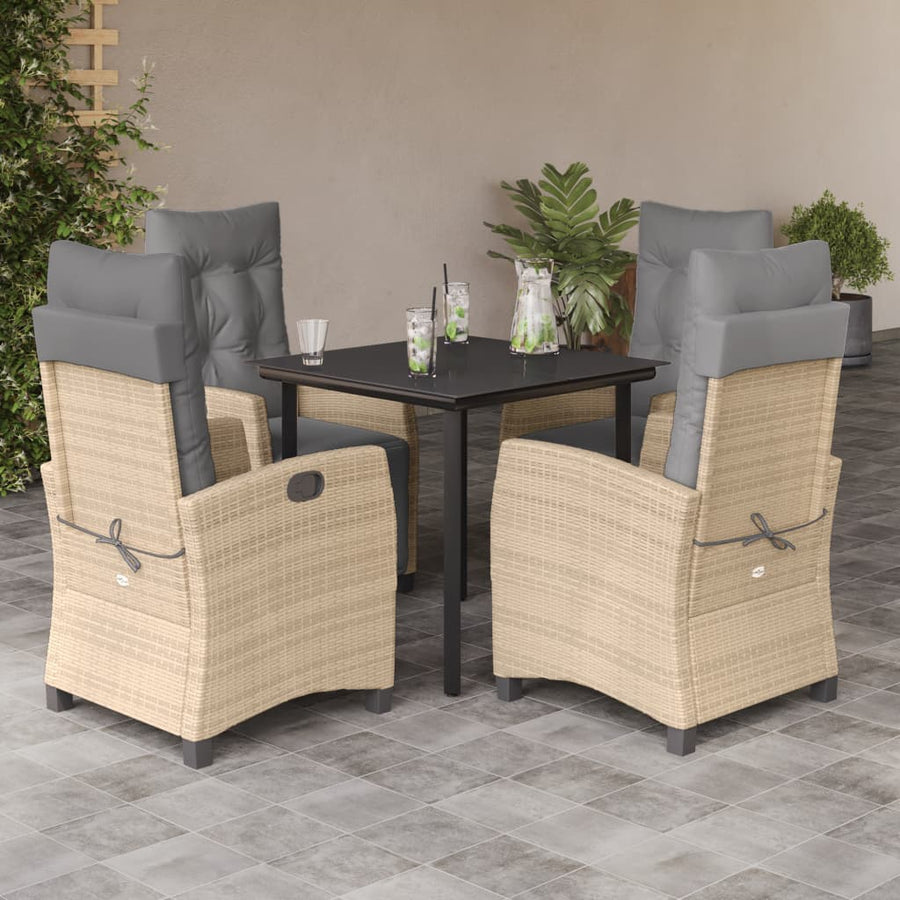 5-Delige Tuinset Met Kussens Poly Rattan Gemengd Beige 4 80 cm tafellengte