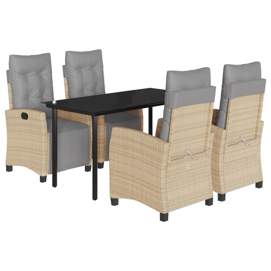 5-delige Tuinset met kussens poly rattan gemengd beige