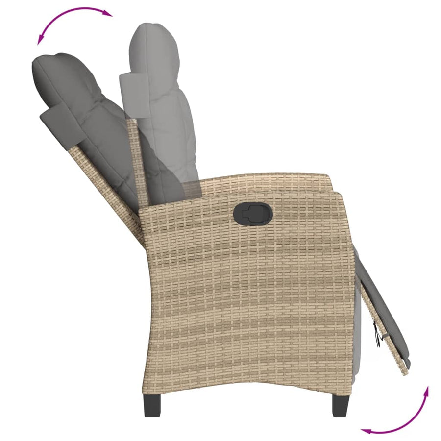 5-delige Tuinset met kussens poly rattan gemengd beige