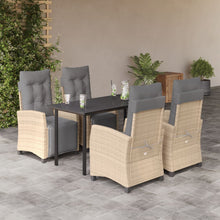 5-delige Tuinset met kussens poly rattan gemengd beige