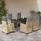 7-piece Garden Dining Set with Cushions Poly Rattan Mixed Beige