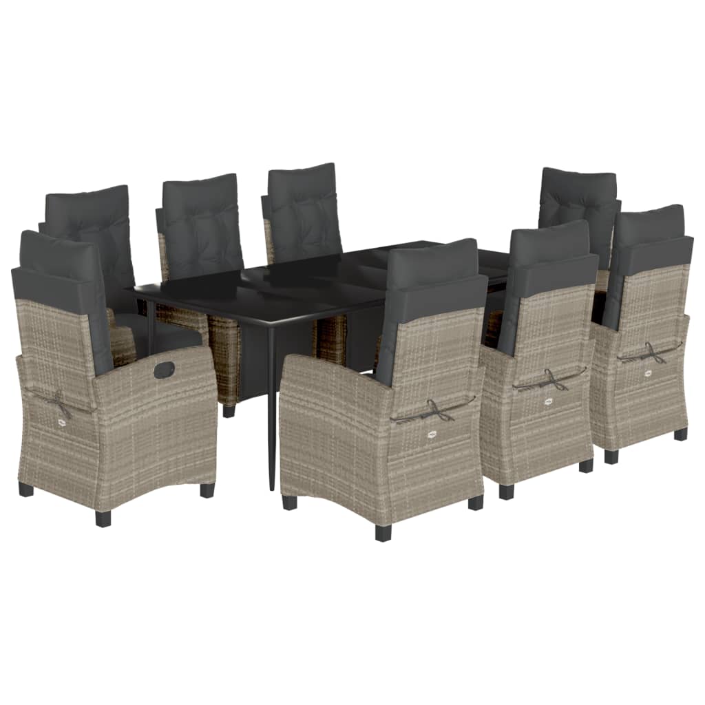 9-Delige Tuinset Met Kussens Poly Rattan Lichtgrijs Grijs Sonoma