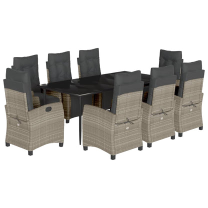 9-Delige Tuinset Met Kussens Poly Rattan Lichtgrijs Grijs Sonoma