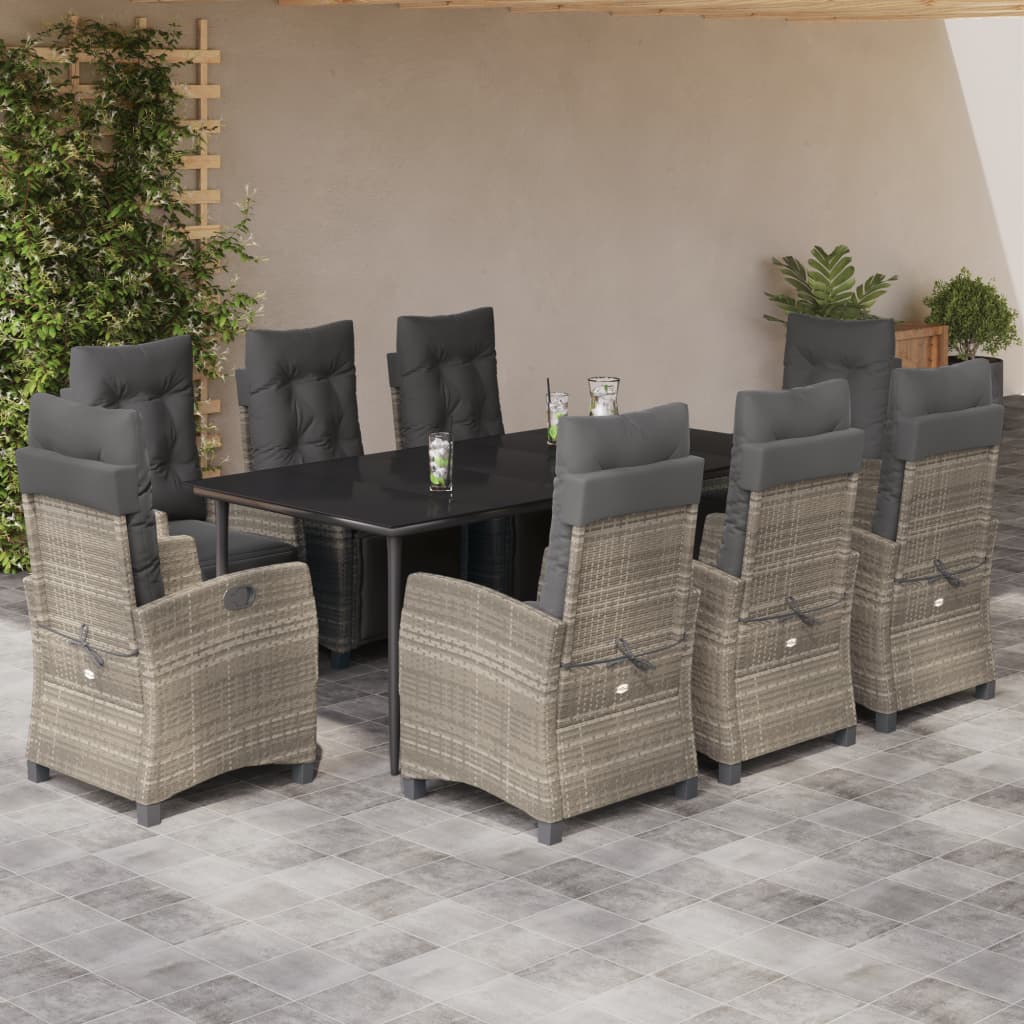 9-Delige Tuinset Met Kussens Poly Rattan Lichtgrijs Grijs Sonoma