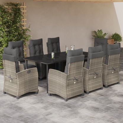 9-Delige Tuinset Met Kussens Poly Rattan Lichtgrijs Grijs Sonoma