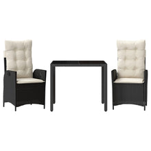 3-Delige Tuinset Met Kussens Poly Rattan Zwart En Crème 2 ?90 x 90 x 75 cm