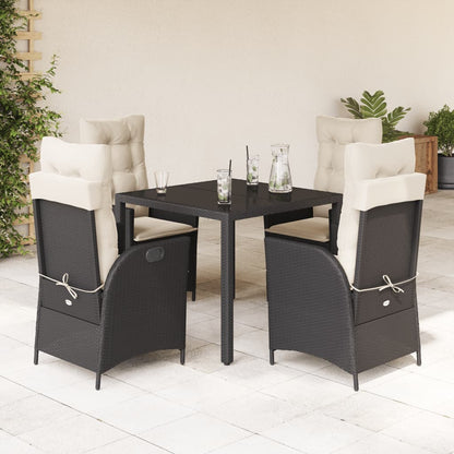 5-Delige Tuinset Met Kussens Poly Rattan Zwart En Crème 4 90 x 90 x 75 cm