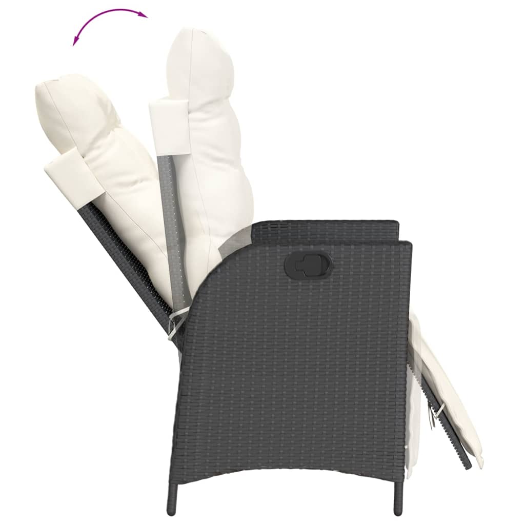 5-Delige Tuinset Met Kussens Poly Rattan Zwart En Crème 4 90 x 90 x 75 cm