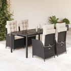 5-piece Garden Set with Cushions, Poly Rattan, Black