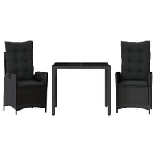 3-Delige Tuinset Met Kussens Poly Rattan Zwart 2 90 x 90 x 75 cm