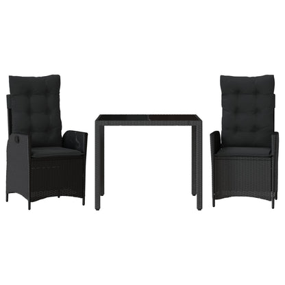 3-Delige Tuinset Met Kussens Poly Rattan Zwart 2 90 x 90 x 75 cm