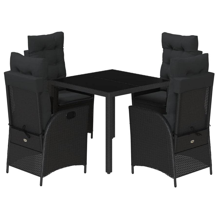 5-Delige Tuinset Met Kussens Poly Rattan Zwart 4 90 x 90 x 75 cm