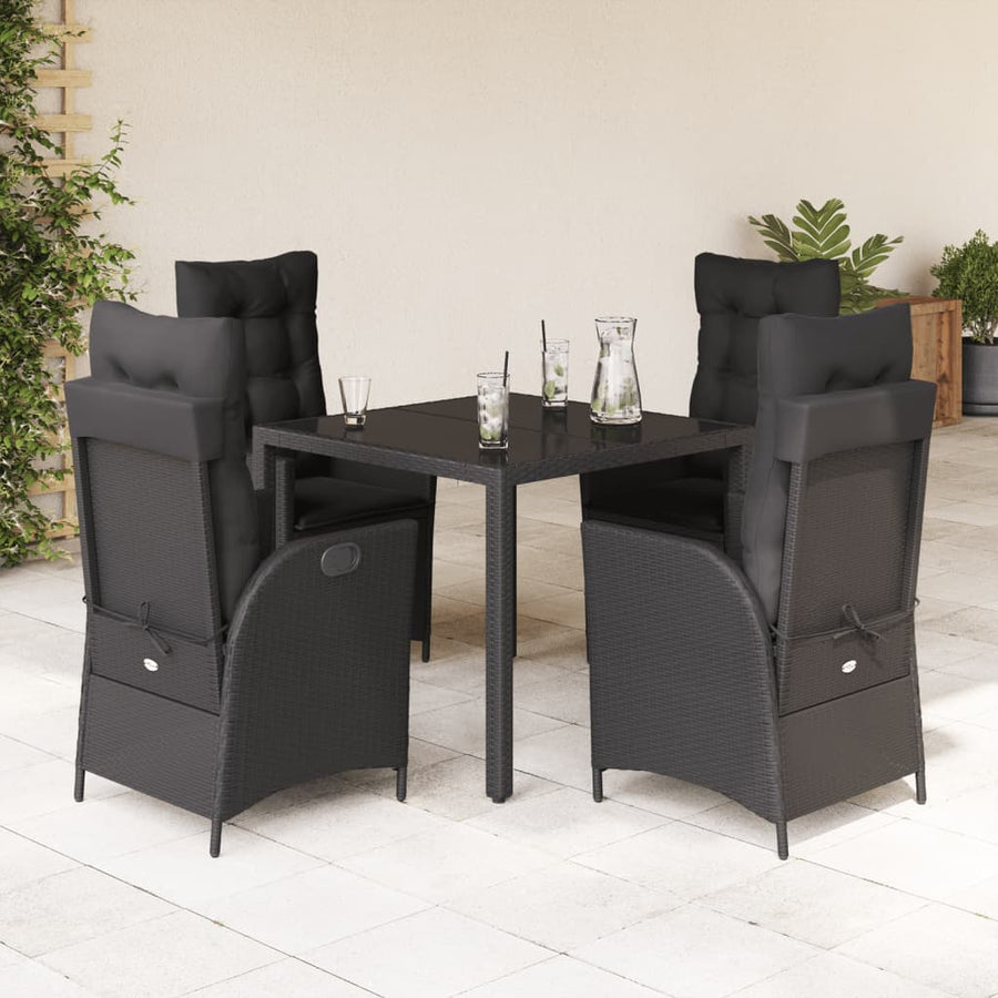 5-Delige Tuinset Met Kussens Poly Rattan Zwart 4 90 x 90 x 75 cm