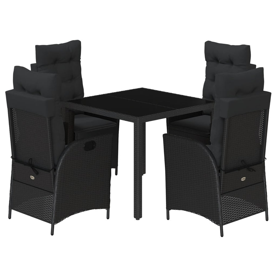 5-Delige Tuinset Met Kussens Poly Rattan Zwart 4 90 x 90 x 75 cm