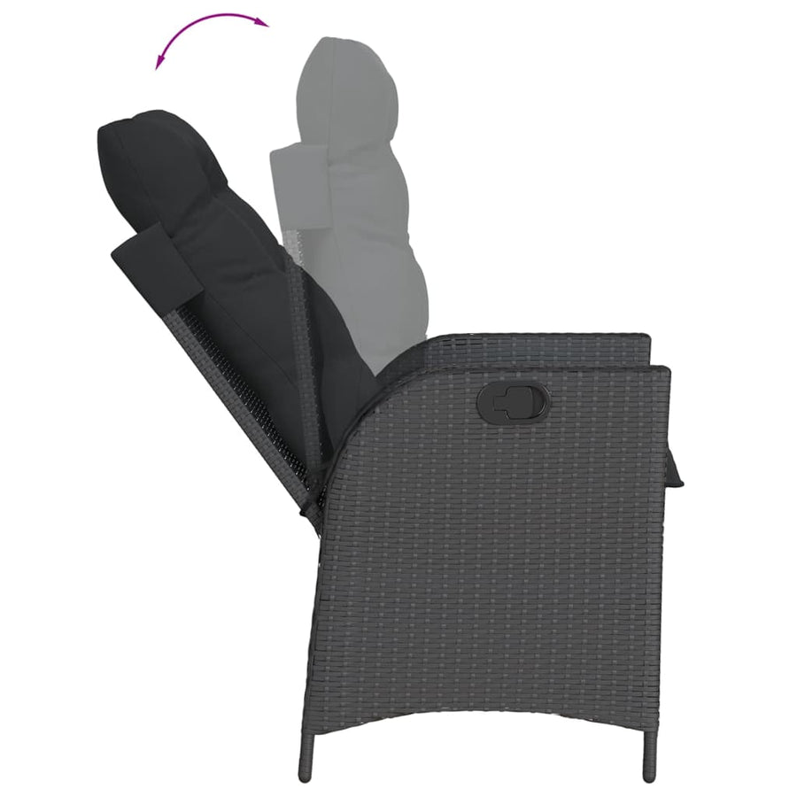 5-Delige Tuinset Met Kussens Poly Rattan Zwart 4 90 x 90 x 75 cm