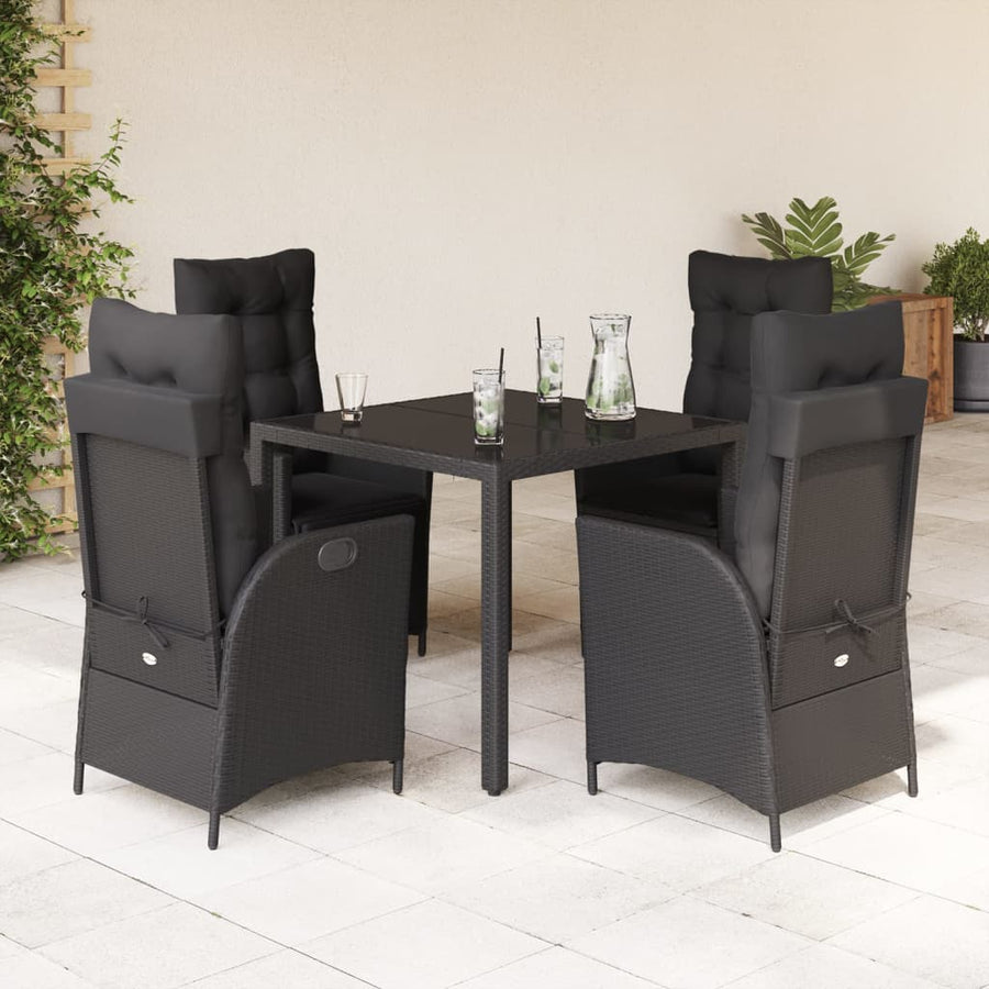 5-Delige Tuinset Met Kussens Poly Rattan Zwart 4 90 x 90 x 75 cm