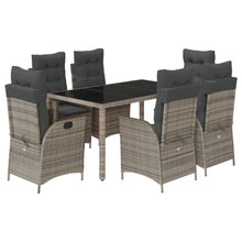 7-delige Tuinset met kussens poly rattan grijs