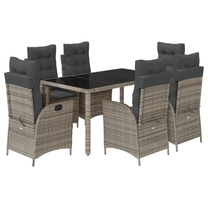 7-delige Tuinset met kussens poly rattan grijs