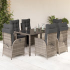 7-Piece Garden Set with Cushions Poly Rattan Grey