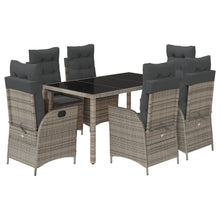 7-delige Tuinset met kussens poly rattan grijs