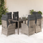 Tuinset 7-delig poly rattan grijs met kussens