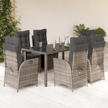 7-delige Tuinset met kussens poly rattan grijs