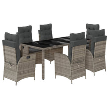 7-delige Tuinset met kussens poly rattan grijs