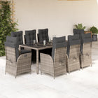 9-piece Garden Dining Set with Cushions Poly Rattan Grey