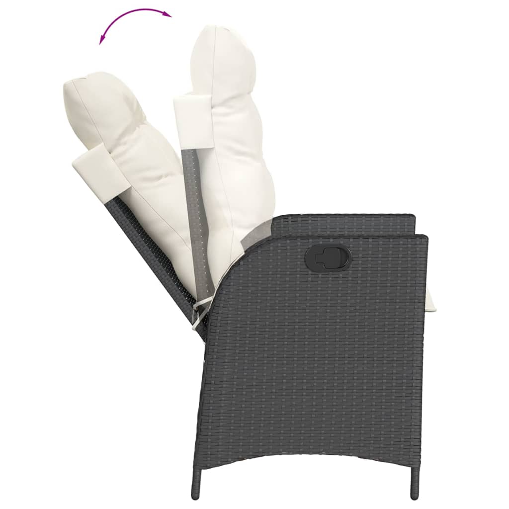 7-Delige Tuinset Met Kussens Poly Rattan 6 Zwart en crème