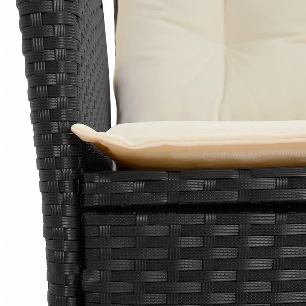 7-Delige Tuinset Met Kussens Poly Rattan 6 Zwart en crème