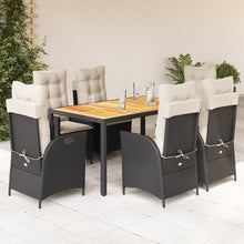 7-Delige Tuinset Met Kussens Poly Rattan 6 Zwart en crème