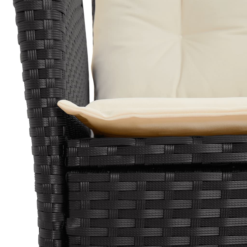 7-Delige Tuinset Met Kussens Poly Rattan 6 Zwart en crème