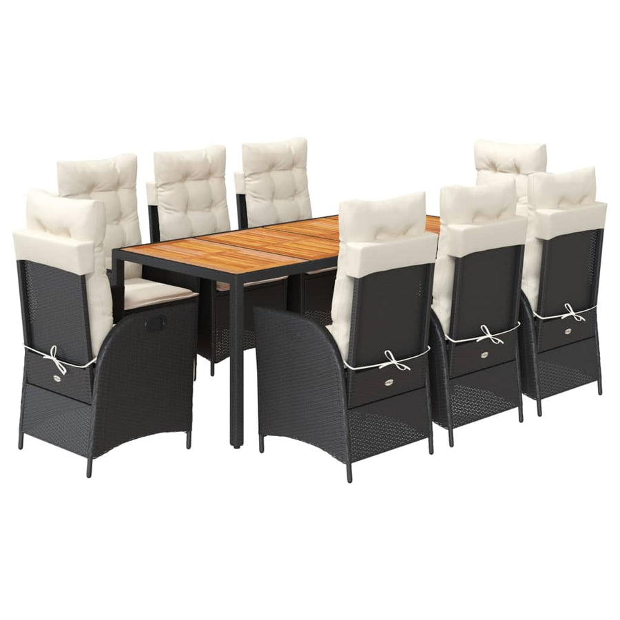 9-Delige Tuinset Poly Rattan 8 Zwart en crème