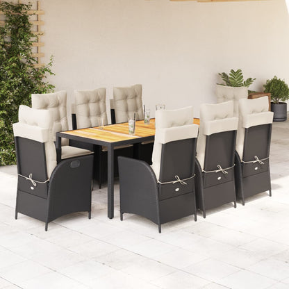 9-Delige Tuinset Poly Rattan 8 Zwart en crème