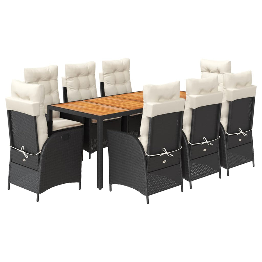 9-Delige Tuinset Poly Rattan 8 Zwart en crème