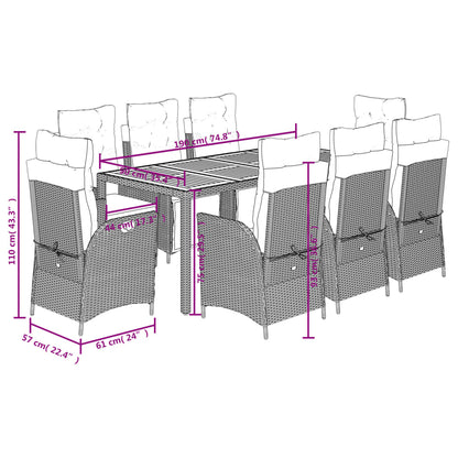 9-Delige Tuinset Poly Rattan 8 Zwart en crème