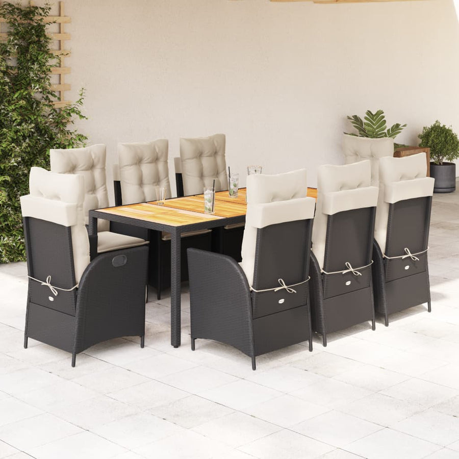 9-Delige Tuinset Poly Rattan 8 Zwart en crème
