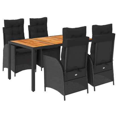 5-Delige Tuinset Met Kussens Poly Rattan 4 Zwart