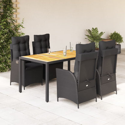 5-Delige Tuinset Met Kussens Poly Rattan 4 Zwart