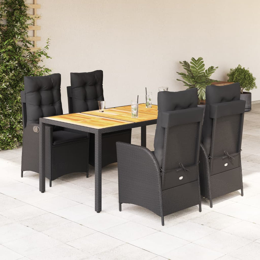 5-Delige Tuinset Met Kussens Poly Rattan 4 Zwart