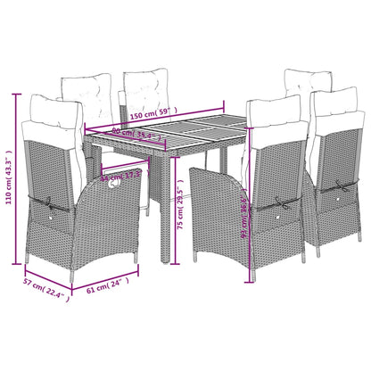 7-Delige Tuinset Met Kussens Poly Rattan 6 Zwart