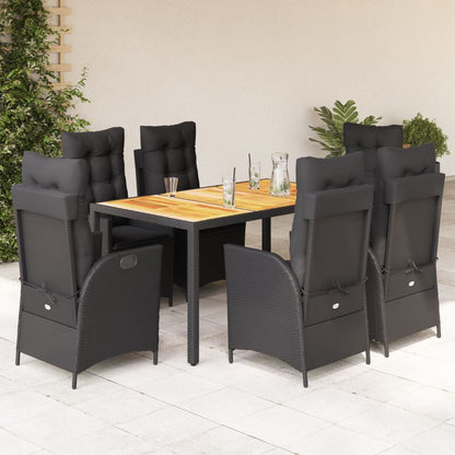 7-Delige Tuinset Met Kussens Poly Rattan 6 Zwart